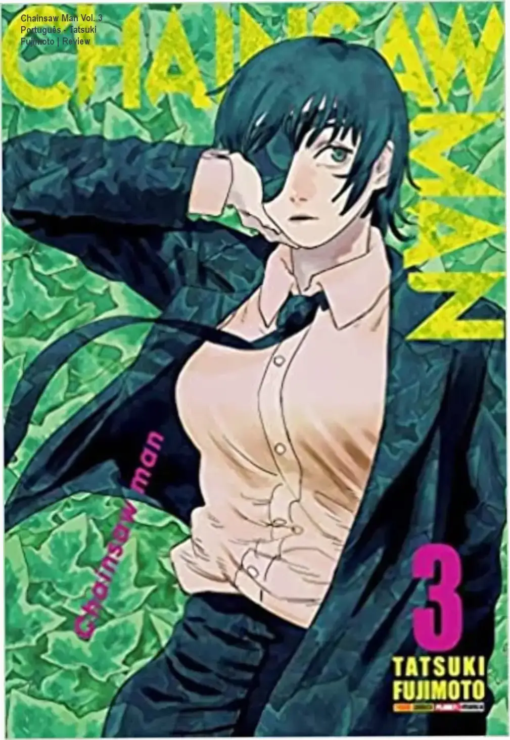 Capa do manga Chainsaw Man Vol. 3 edição portuguesa em destaque, mostrando o volume e o autor Tatsuki Fujimoto