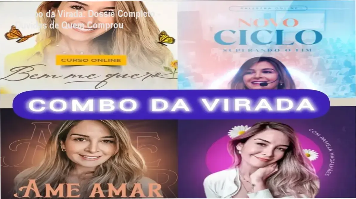Capa da análise técnica do Combo da Virada mostrando módulos de autoestima e relacionamentos da Pamela Magalhães
