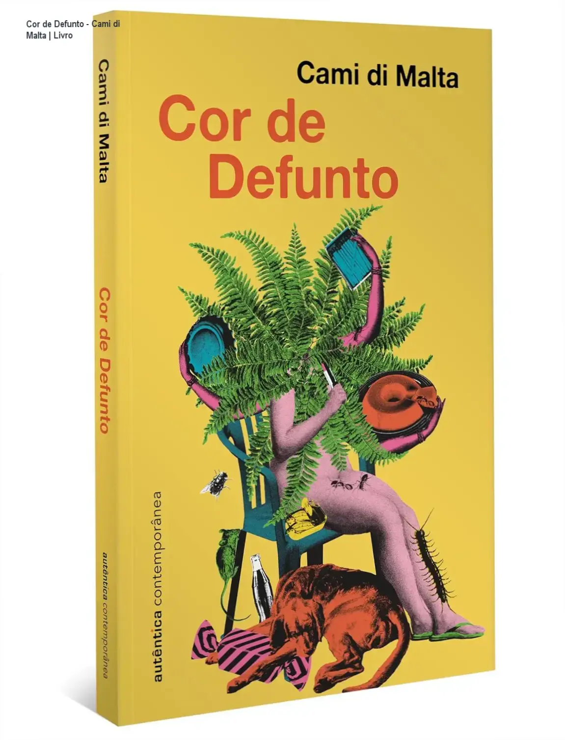 Capa do livro Cor de Defunto por Cami di Malta, destacando a protagonista lidando com o peso do luto e a busca por conexão.