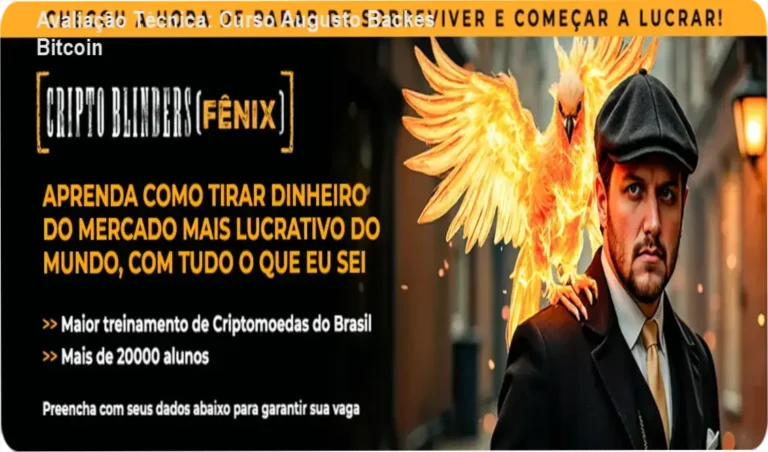 Captura da interface digital do curso CRIPTOBLINDERS demonstrando guias tutoriais explicativos sobre análise técnica de criptomoedas
