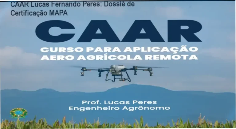 Operador de drone agrícola realizando pulverização com certificação CAAR MAPA