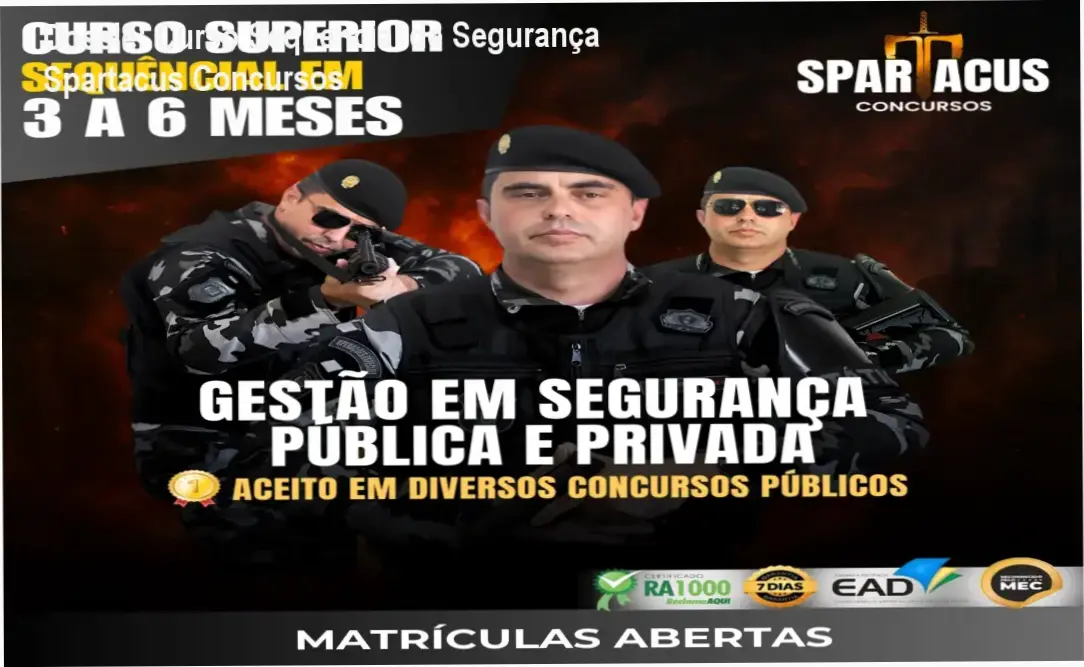 Representação visual de certificação de nível superior para carreiras de segurança pública e privada