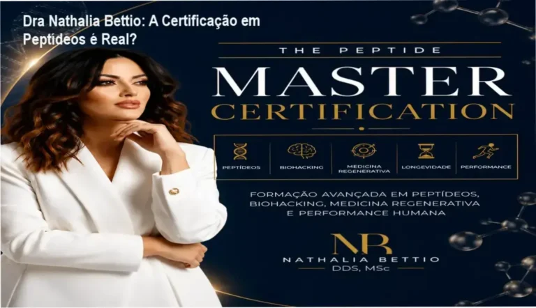 Visão interna da plataforma The Peptide Master Certification da Dra Nathalia Bettio detalhando aulas e módulos