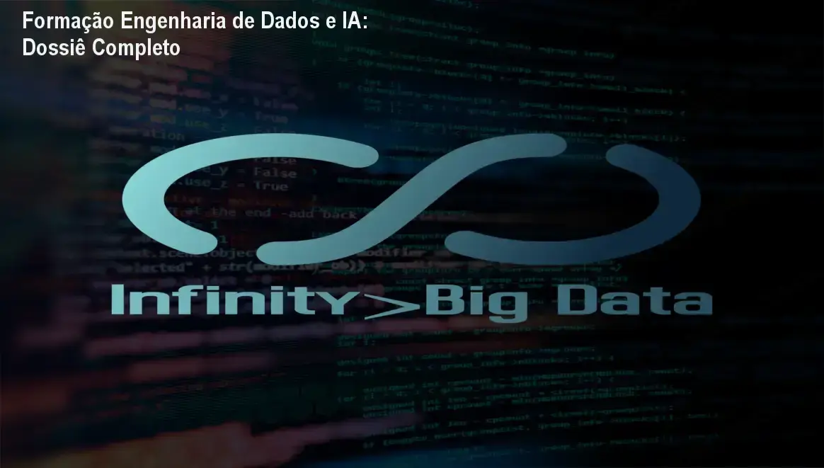 Infográfico detalhando a trilha de aprendizado da Formação Engenharia de Dados e IA incluindo Python, SQL e Spark