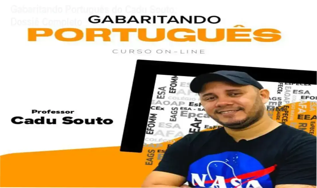 Interface do curso Gabaritando Português do Professor Cadu Souto demonstrando a plataforma de estudos