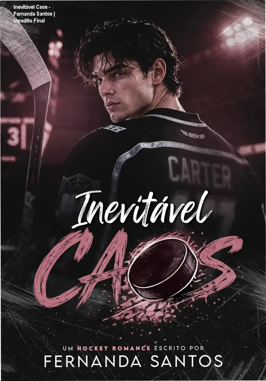 Capa do eBook Inevitável Caos de Fernanda Santos apresentando romance de hóquei