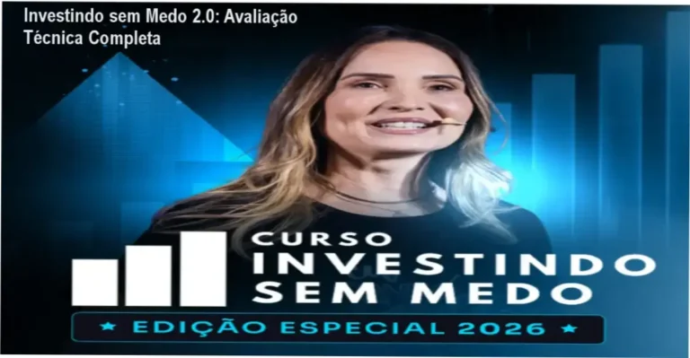 Representação visual do curso Investindo sem Medo 2.0 de Luciana Fiaux com simuladores e guias de investimentos