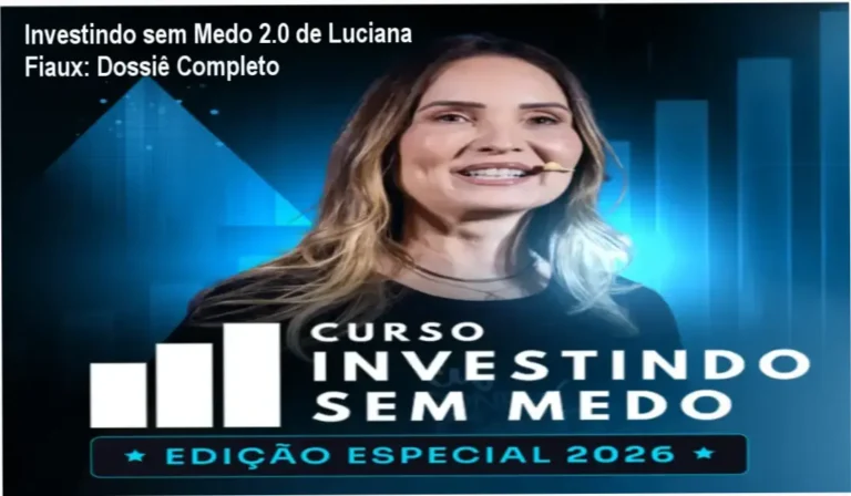 Interface de estudo do curso Investindo sem Medo 2.0 de Luciana Fiaux apresentando simuladores e guias