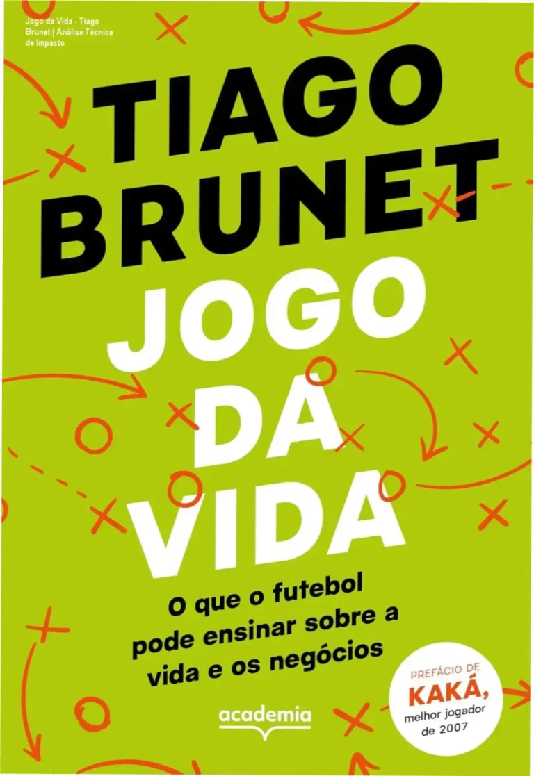 Capa do livro Jogo da Vida de Tiago Brunet com foco em lições de futebol para negócios e vida