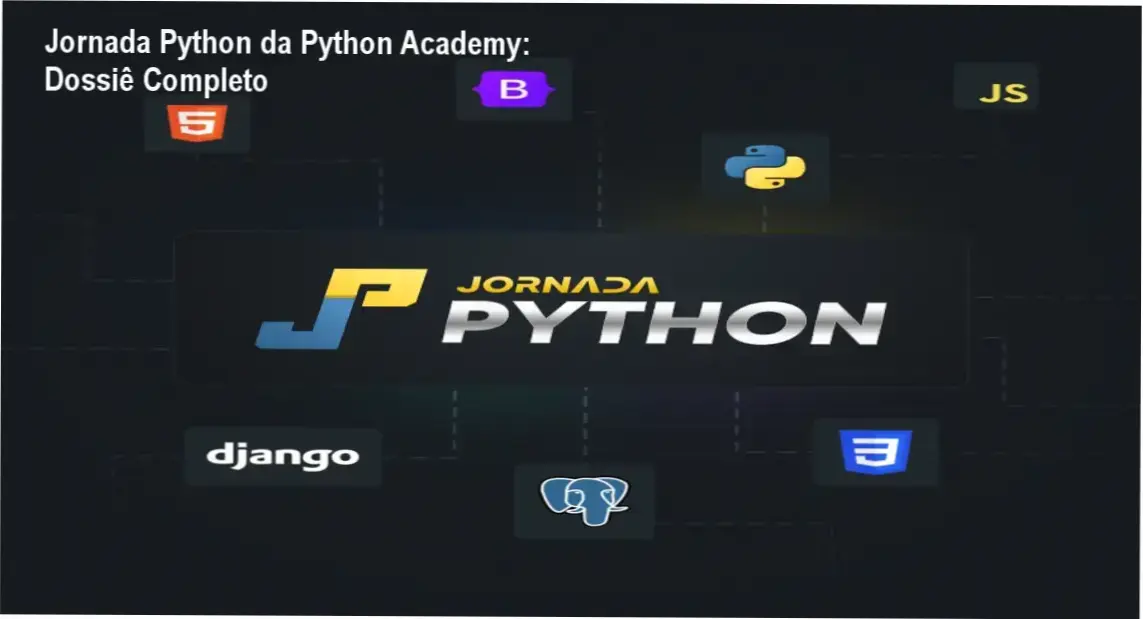 Interface da plataforma de cursos Jornada Python da Python Academy mostrando módulos de Python e Django