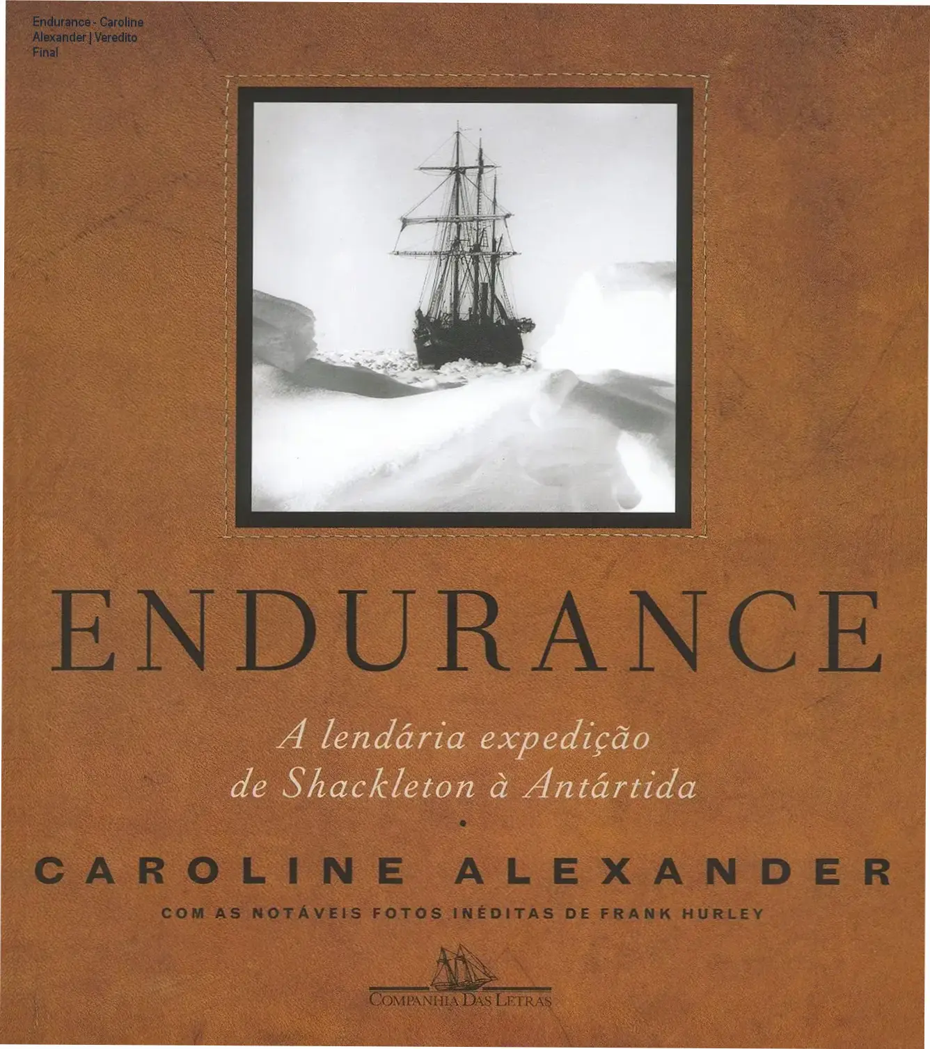 Capa do livro Endurance de Caroline Alexander sobre a expedição de Shackleton à Antártida