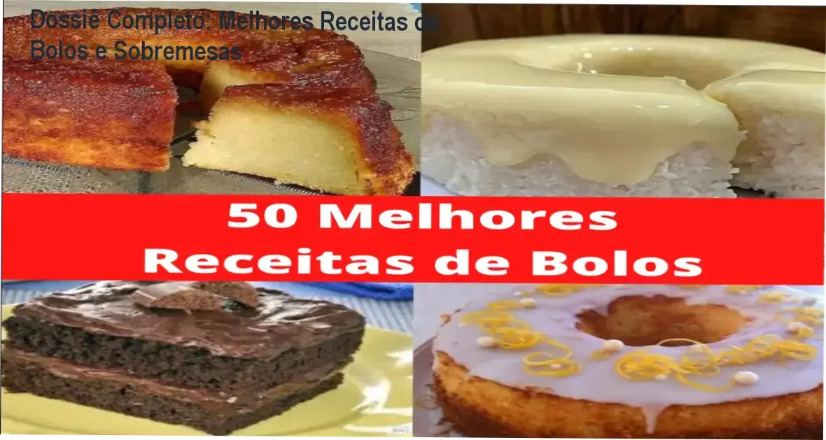Variedade de bolos caseiros e sobremesas gourmet do livro Melhores Receitas de Bolos