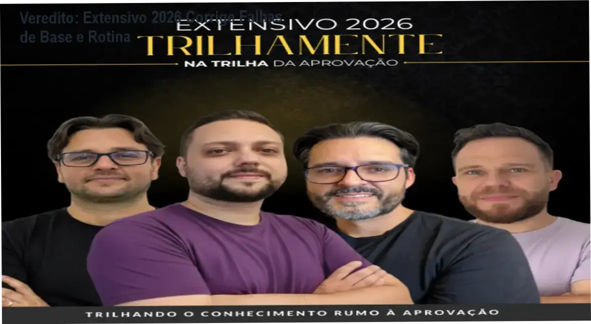 Capa do curso Extensivo 2026 Na Trilha da Aprovação destacando método de estudos e correção de redação