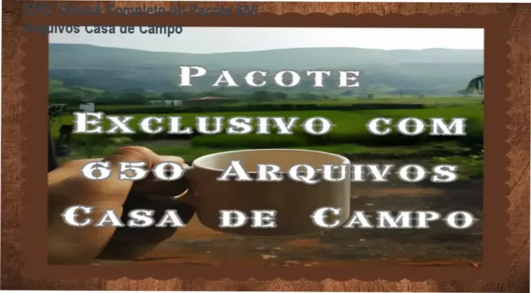 Visão interna do Pacote Exclusivo com 650 Arquivos Casa de Campo da EPD mostrando modelos arquitetônicos