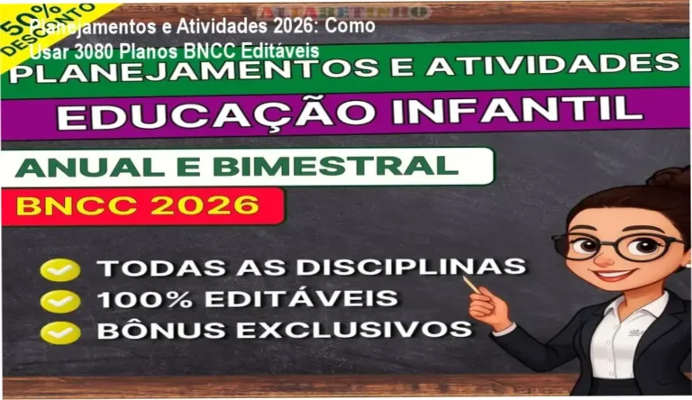 Capa do material Planejamentos e Atividades 2026 mostrando planos editáveis alinhados à BNCC