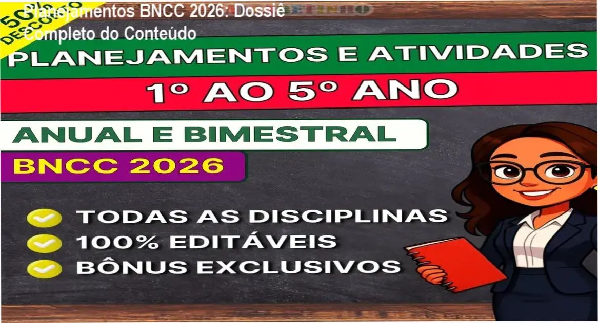 Visão interna dos arquivos de Planejamentos e Atividades BNCC 2026 para o 1º ao 5º ano