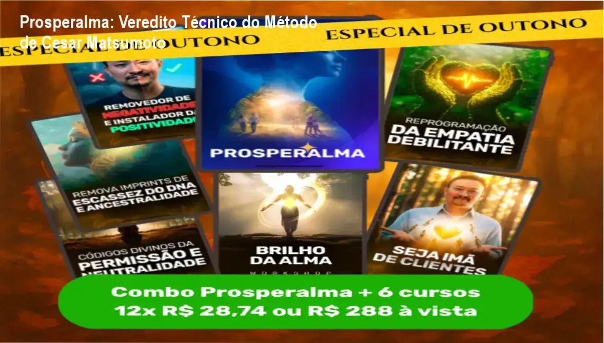 Representação do método Prosperalma de Cesar Matsumoto para desbloqueio financeiro e espiritual
