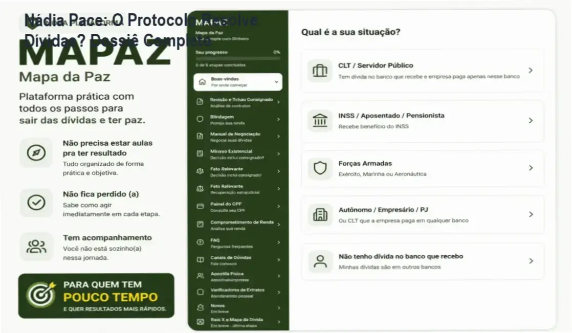 Bastidores do método Nádia Pace mostrando a plataforma de aulas e a interface da IA Nádio