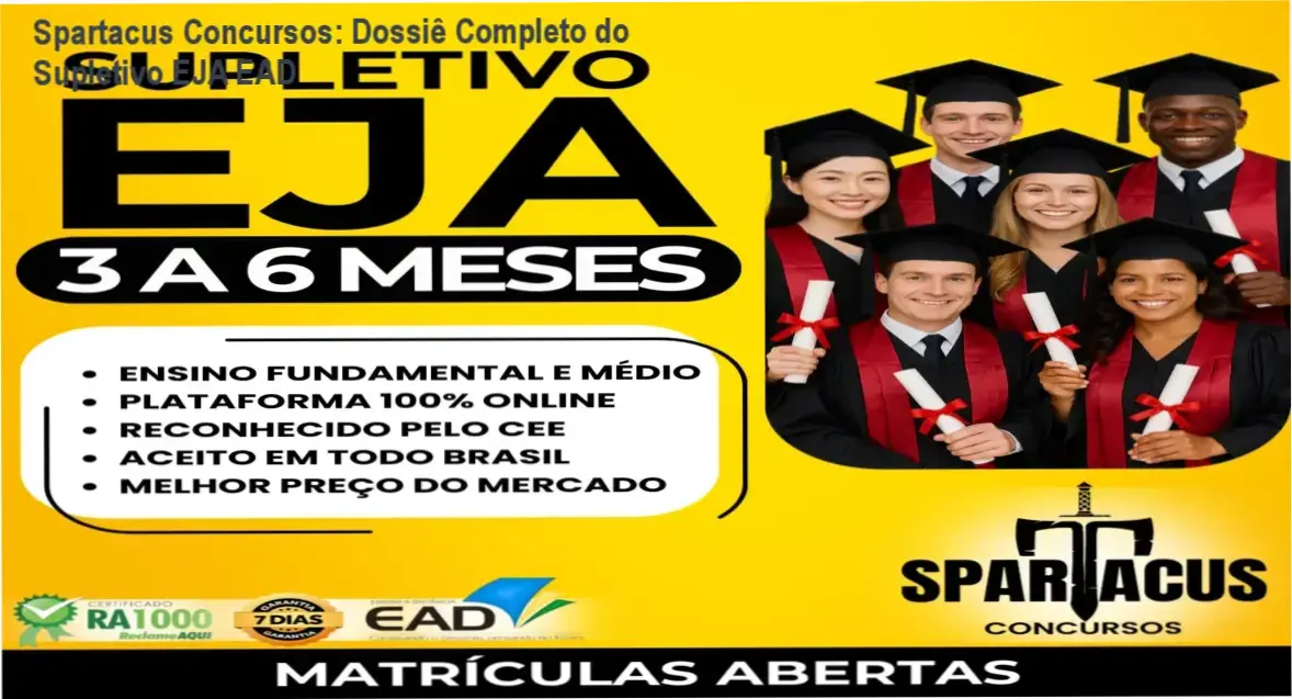 Interface do curso Supletivo EJA Spartacus Concursos mostrando plataforma de estudos online