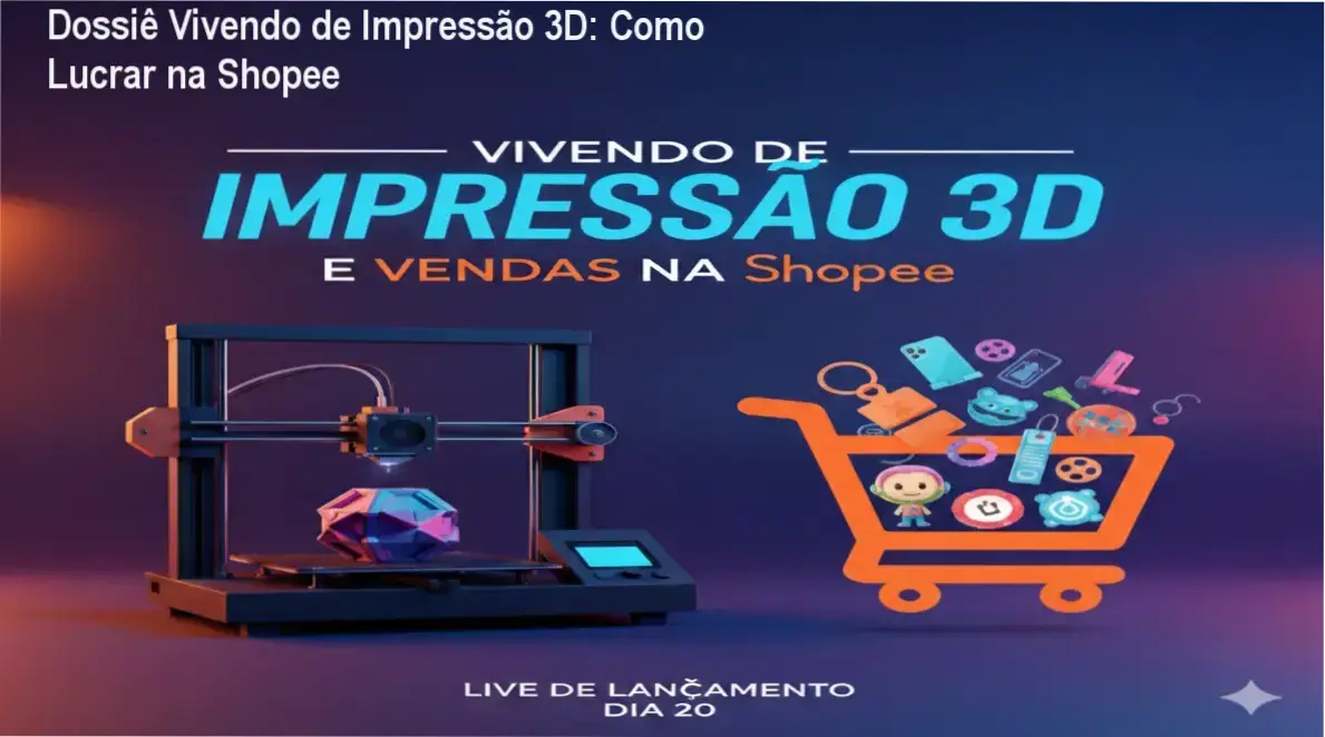 Impressora 3D produzindo peças lucrativas para venda no marketplace da Shopee
