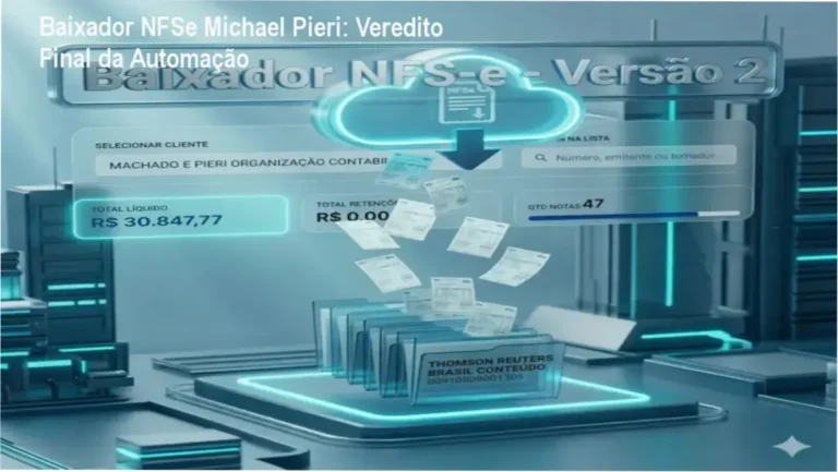 Interface do software Baixador NFSe de Michael Pieri automatizando a extração de XML e PDF