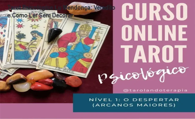 Certificado e baralho de Tarot de Marselha representando a formação em Tarot Psicológico de Lu Mendonça