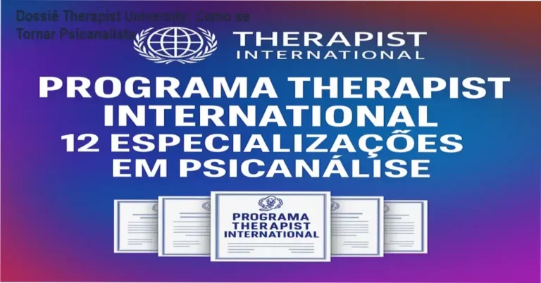 Certificados de especialização em psicanálise clínica da Therapist University em tela de notebook