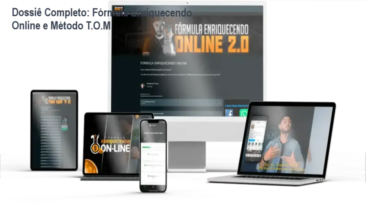 Interface do treinamento Fórmula Enriquecendo Online com foco no Método T.O.M para vendas digitais