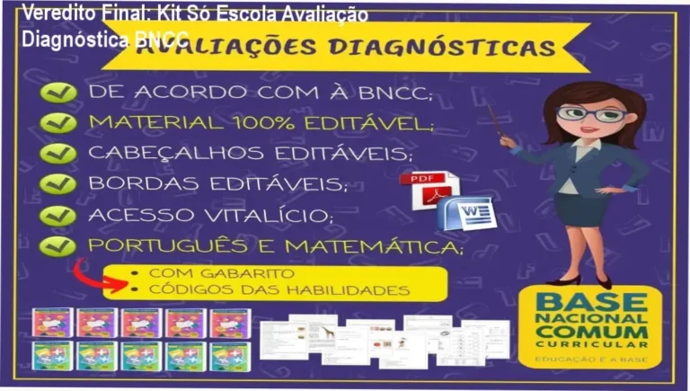 Material de avaliação diagnóstica do Kit Só Escola para professores do 1º ao 5º ano
