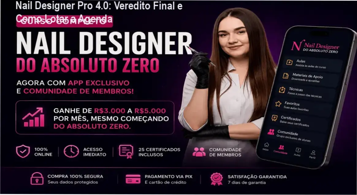 Aplicação de alongamento de unhas em fibra de vidro técnica Nail Designer Pro 4.0
