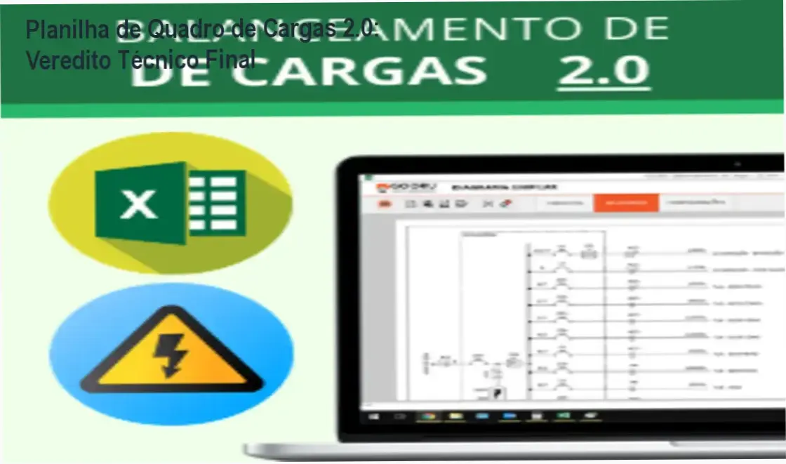 Interface da Planilha de Quadro de Cargas 2.0 automatizando cálculos elétricos no Excel