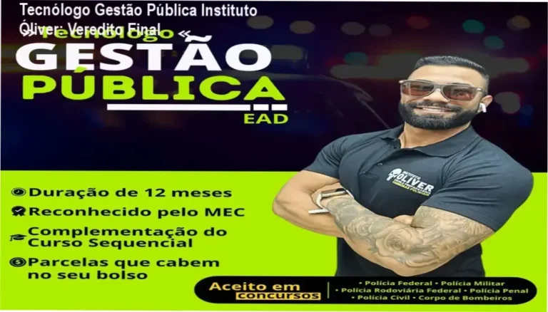 Representação de diploma de nível superior do Tecnólogo em Gestão Pública do Instituto Óliver para concursos